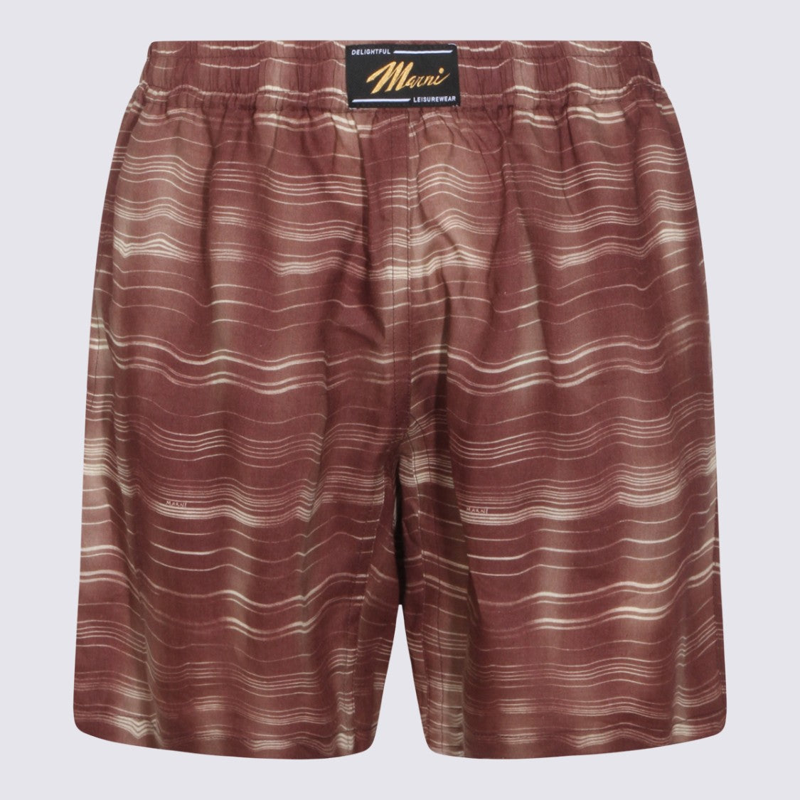 Marni Wavy Stripe Pattern Brown Shorts