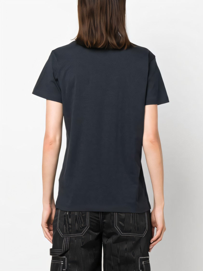 Moncler Fitted Black Cotton T-Shirt With Embroidered Logo