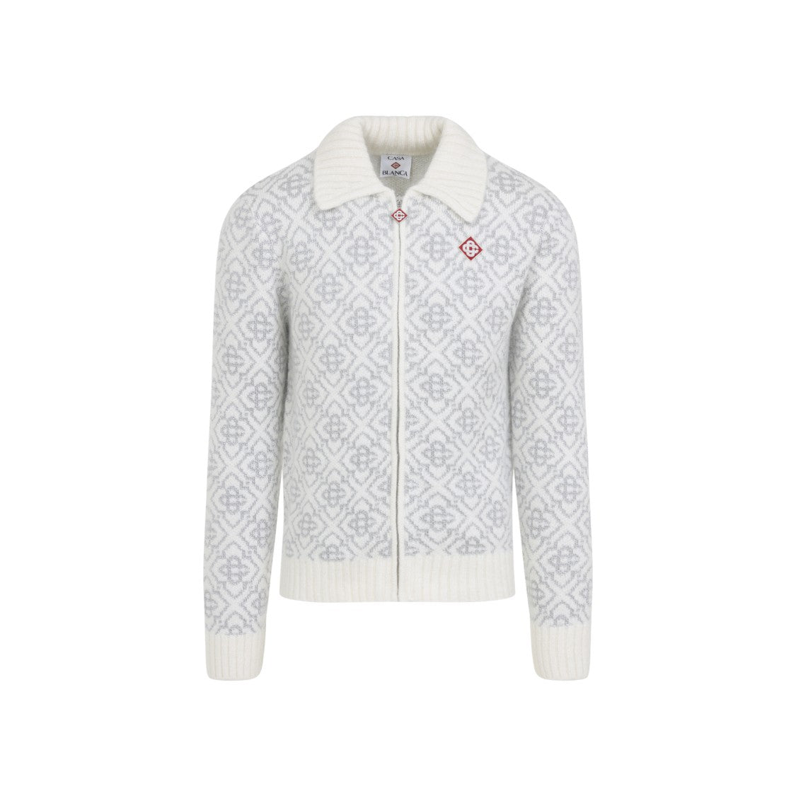 Casablanca Silver Monogram Zip Up Sweatshirt