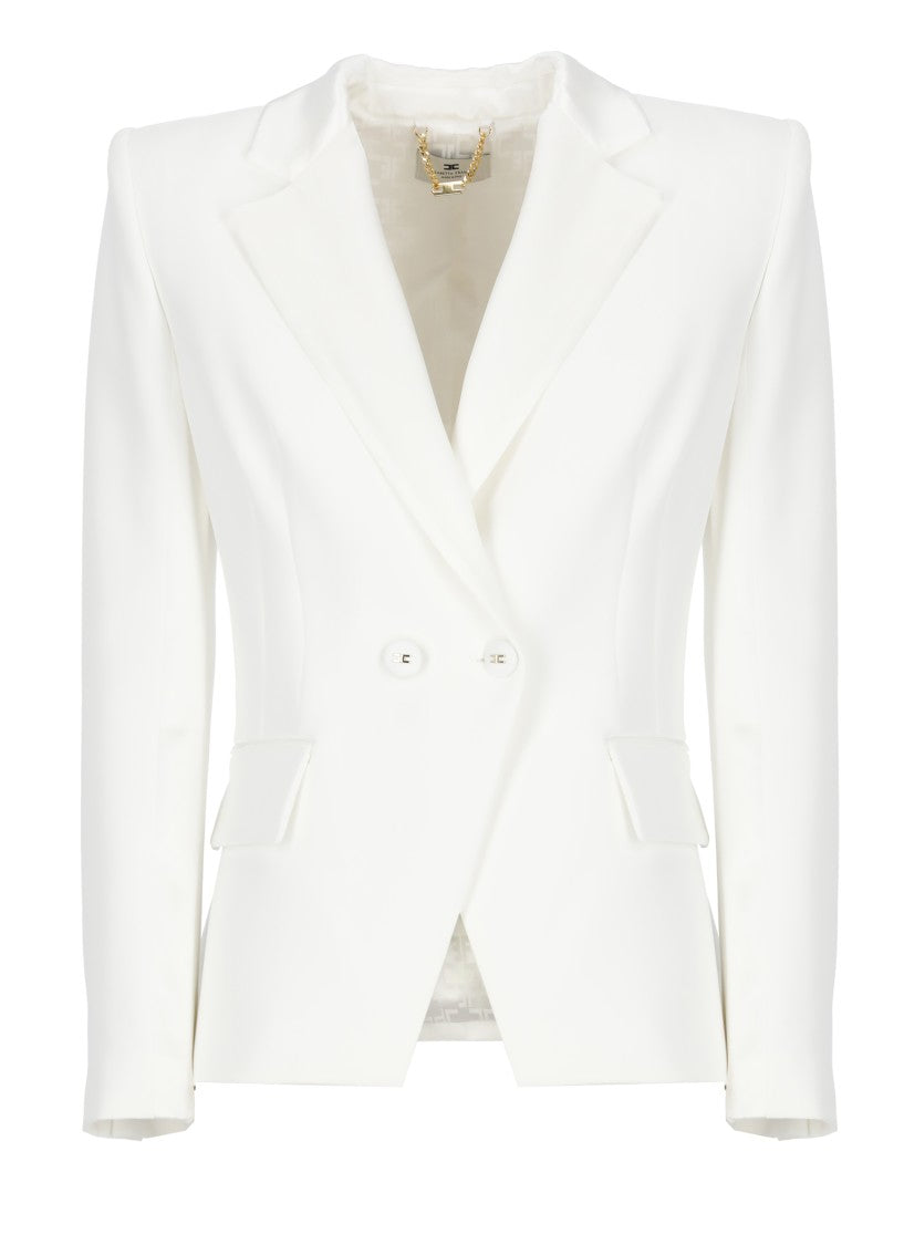Elisabetta Franchi Ivory Crepe Blazer