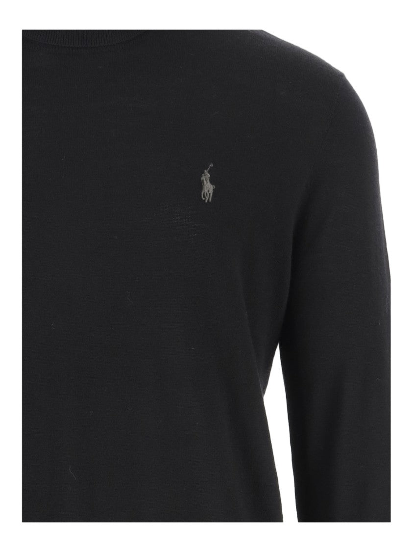 Polo Ralph Lauren Black Embroidered Logo Turtleneck Wool Sweater