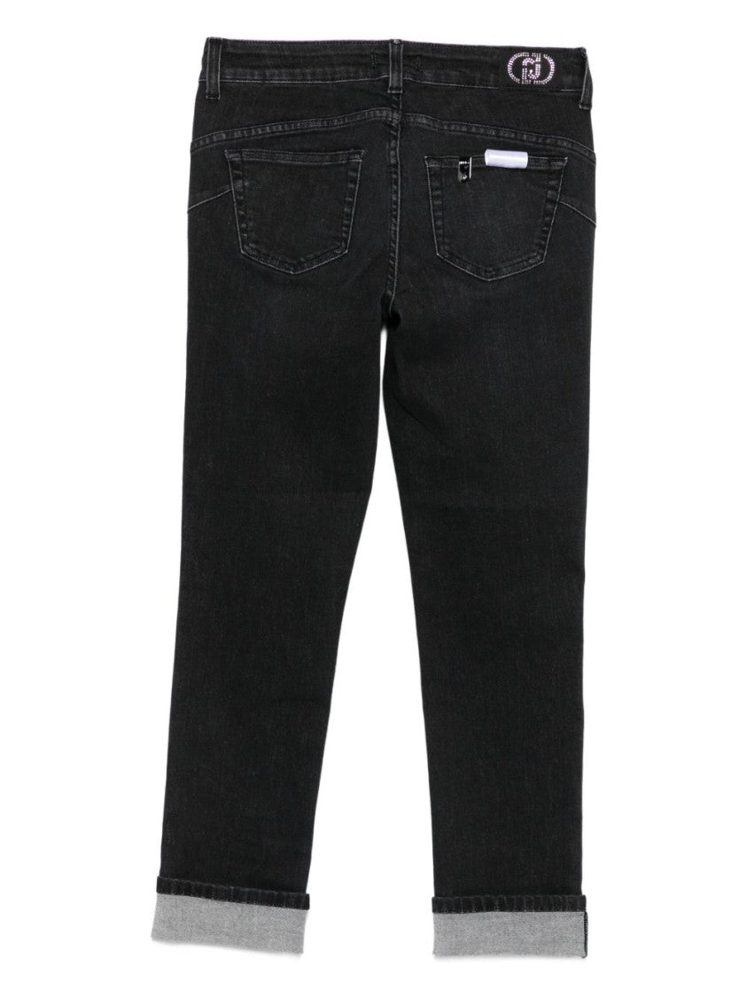 Liu Jo Straight-Fit Black Jeans With Decorative Chain Detail