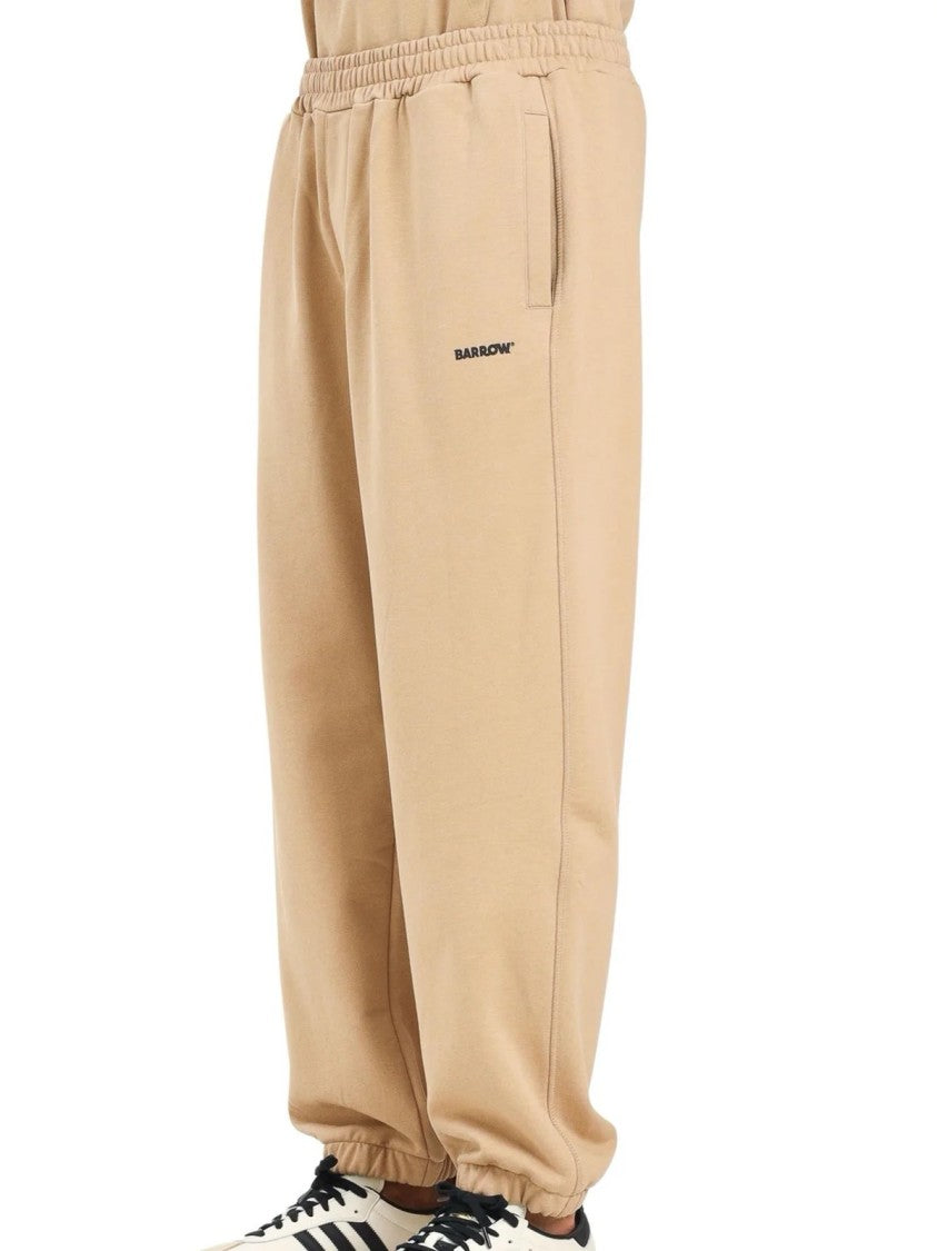 Barrow Relaxed Fit Cotton Sweatpants In Soft Beige Tone