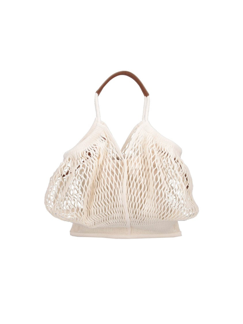 Hereu Beige Open-Weave Net Bag Removable Pouch