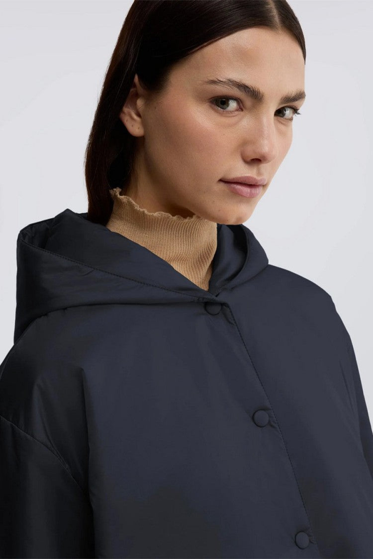 Aspesi Black Beth Polyamide Hooded Snap-Front Jacket