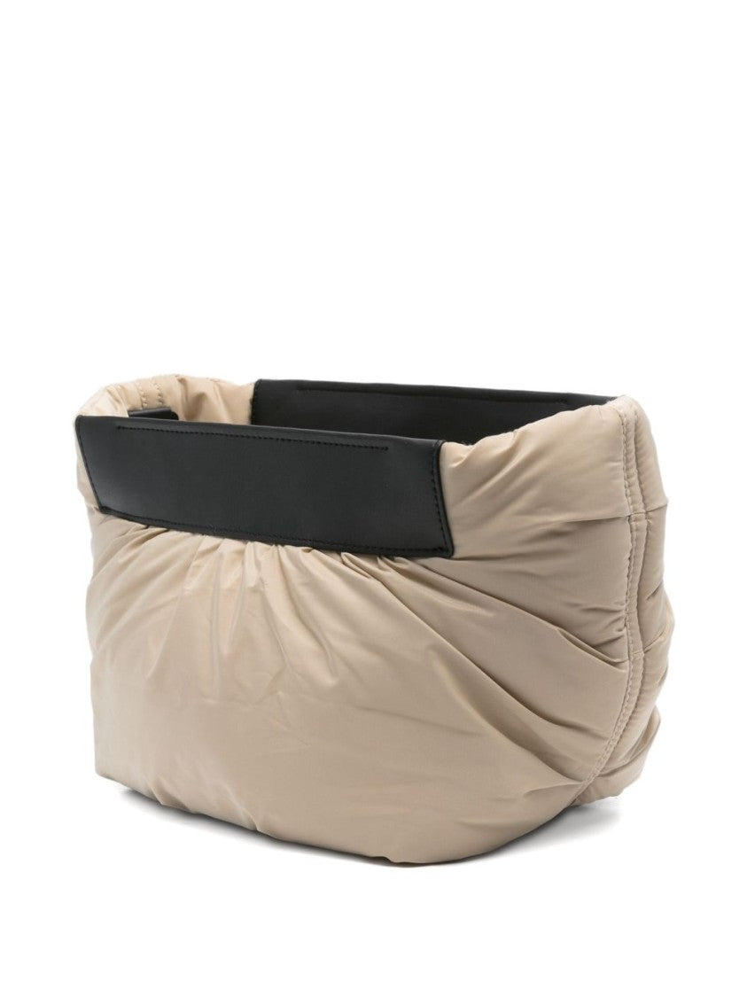 Veecollective Beige Clutch With Ruched Nylon