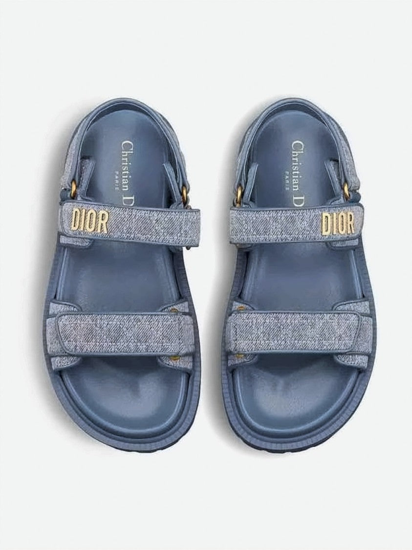 Dior Textured Fabric Sandal With Lambskin Accents And Adjustable Straps