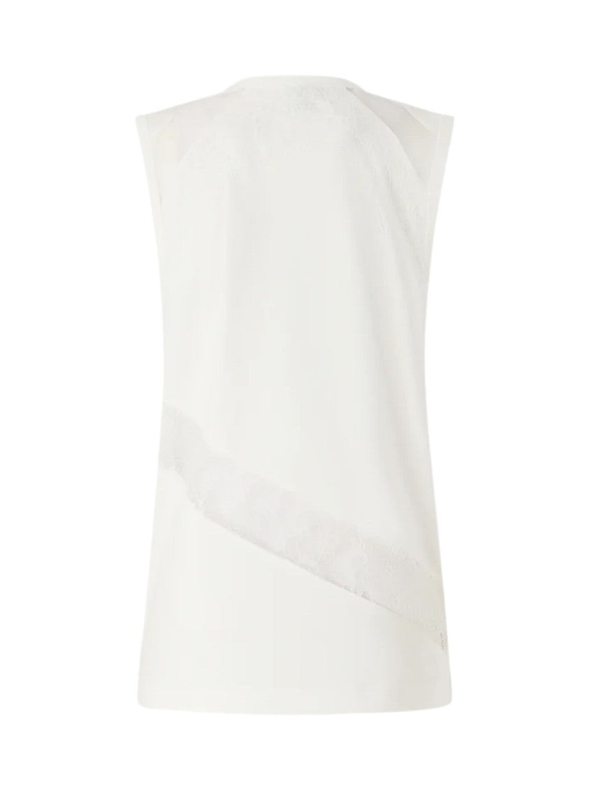 Pinko Sleeveless Diagonal Lace Insert Tank Top