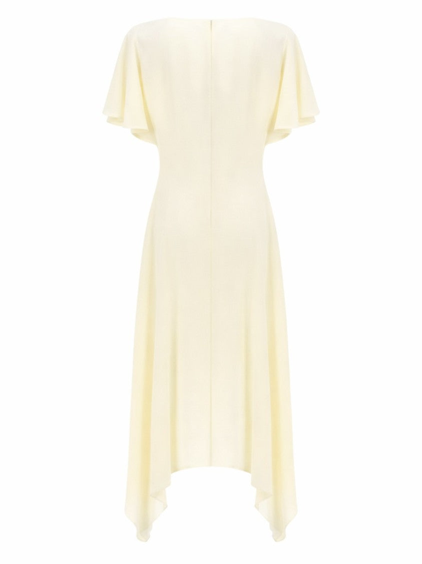 Stella Mccartney Asymmetrical Viscose-Blend Flutter Sleeves Midi Dress