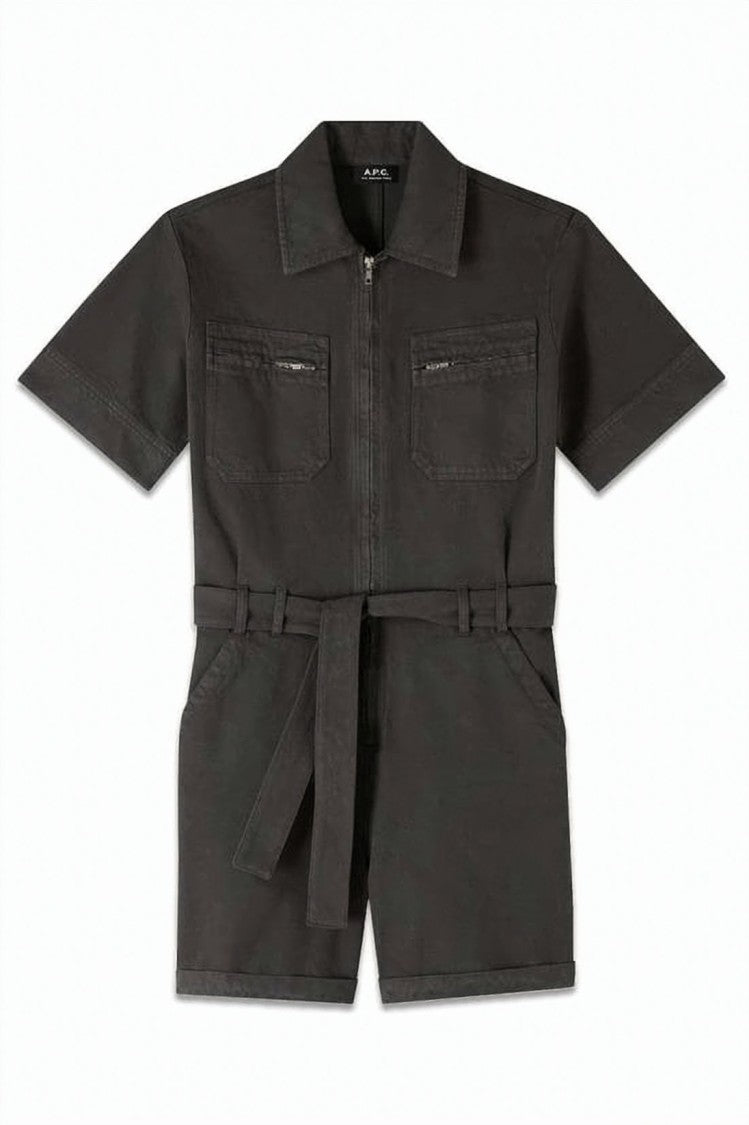 A.P.C. Tailored Short-Sleeved Romper With Front Zipper And Pockets