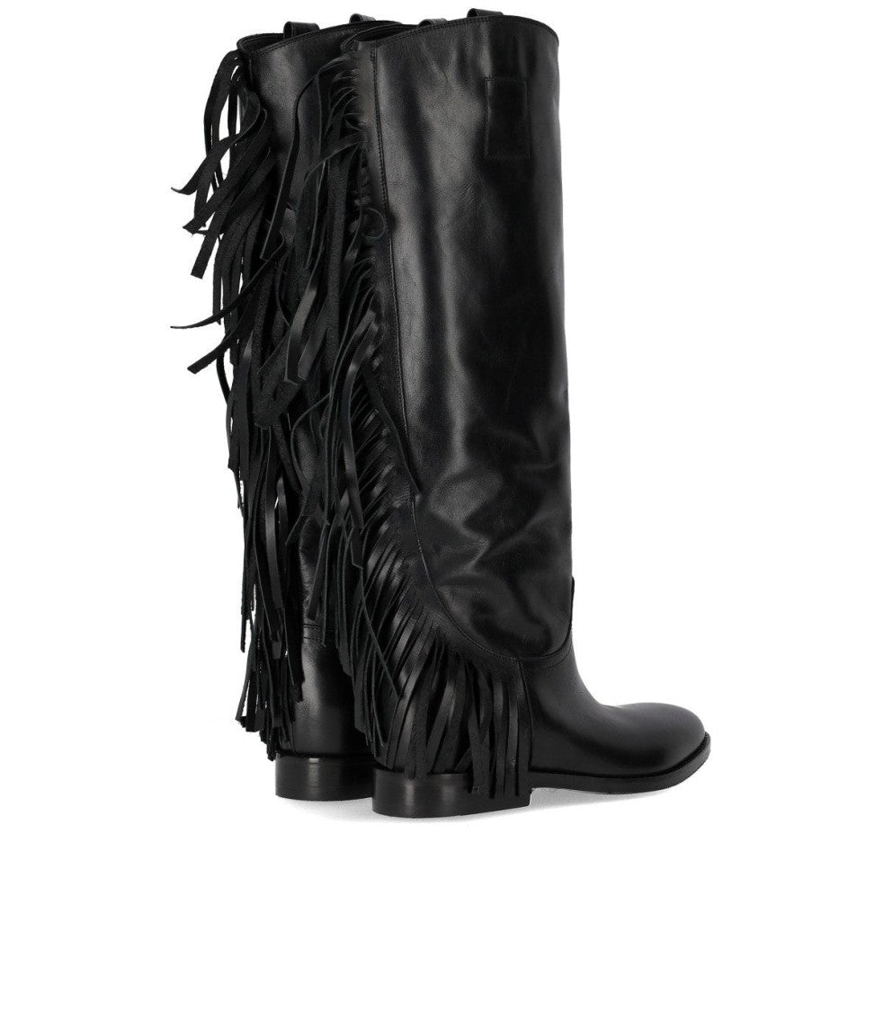 Strategia Black Fringed Boot