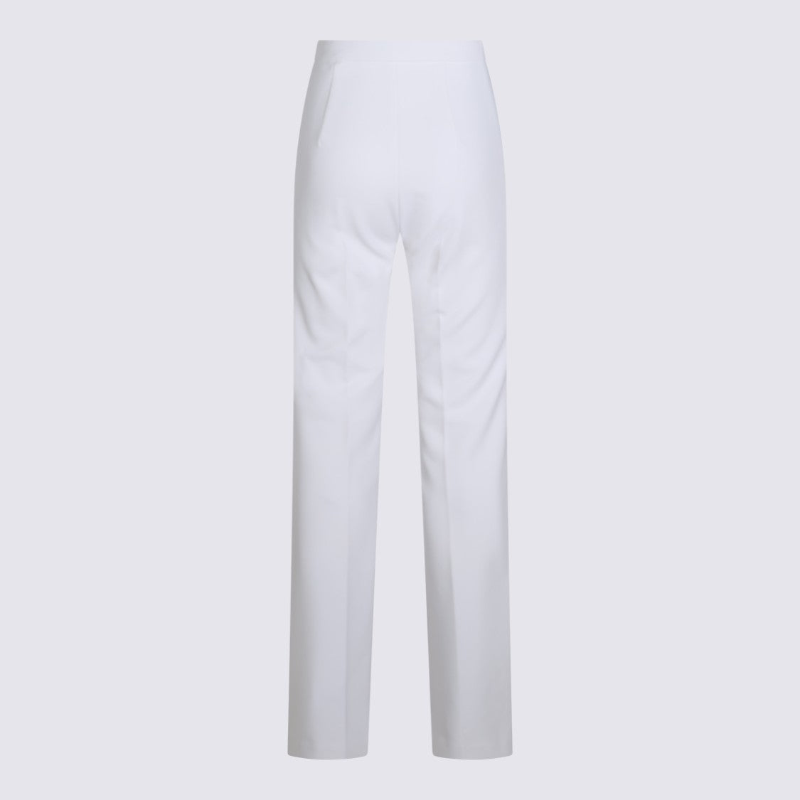 Elisabetta Franchi Ivory Wide-Leg Trousers With Gold-Tone Accents
