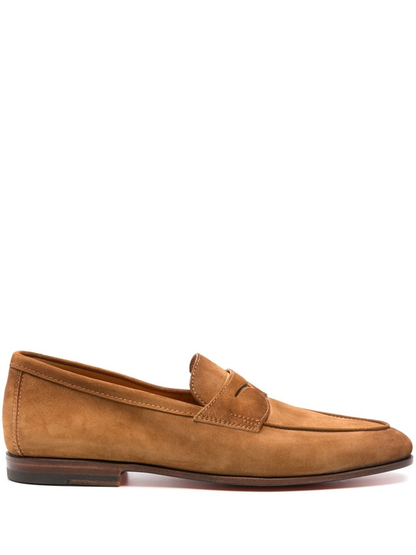Santoni Cow Leather Loafers With Refined Stitch Detail