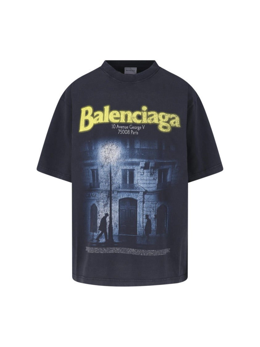 Balenciaga Boxy-Fit Graphic T-Shirt With Nighttime Street Scene