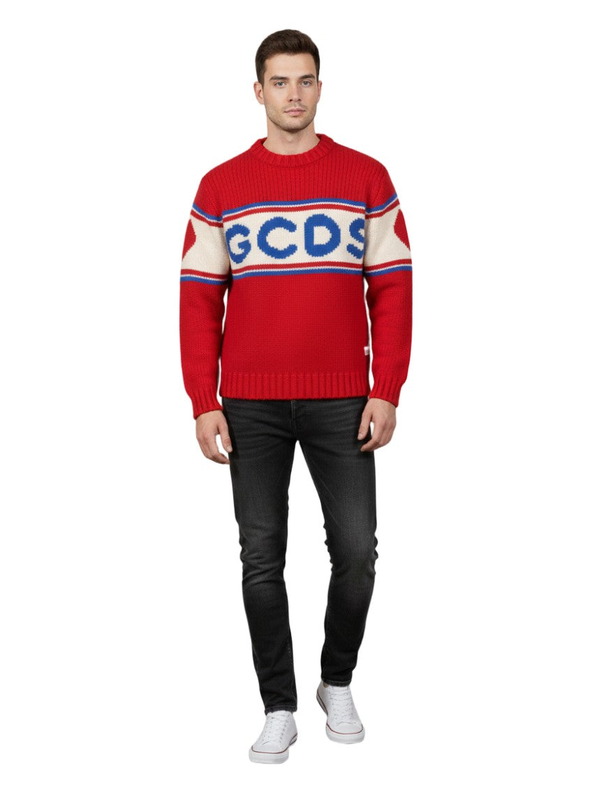 Gcds Sporty Knit Sweater With Oversized Logo Design