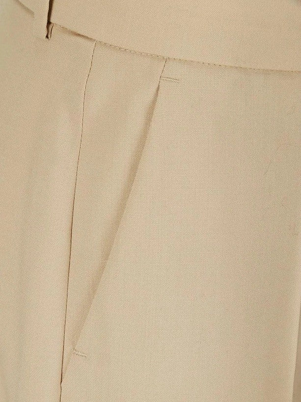 Max Mara Tailored Beige Trousers With Structured Waistband