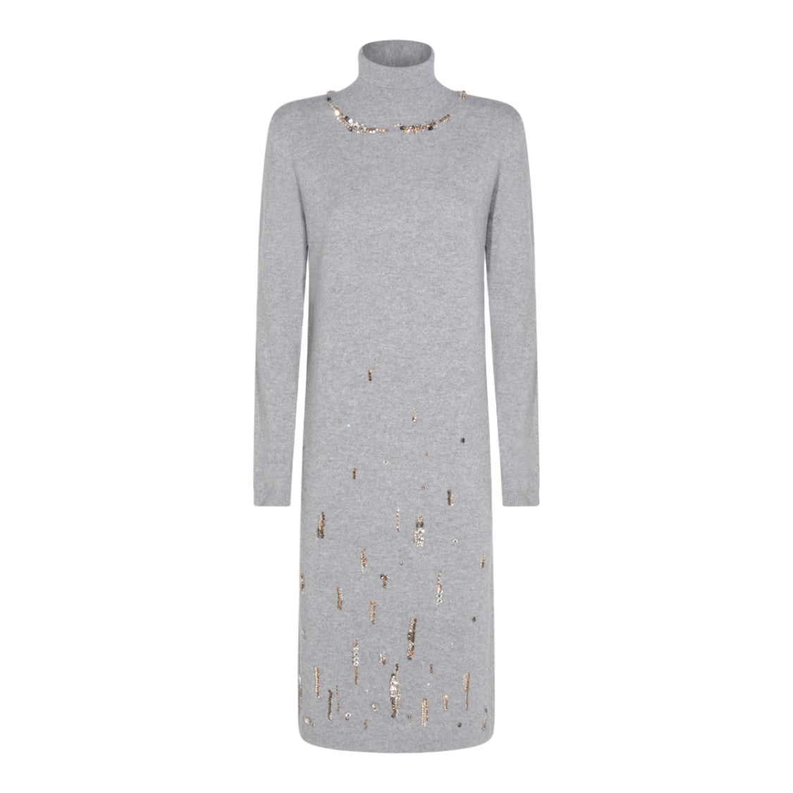 Fabiana Filippi Long Sleeve Turtleneck Dress With Subtle Embellishments