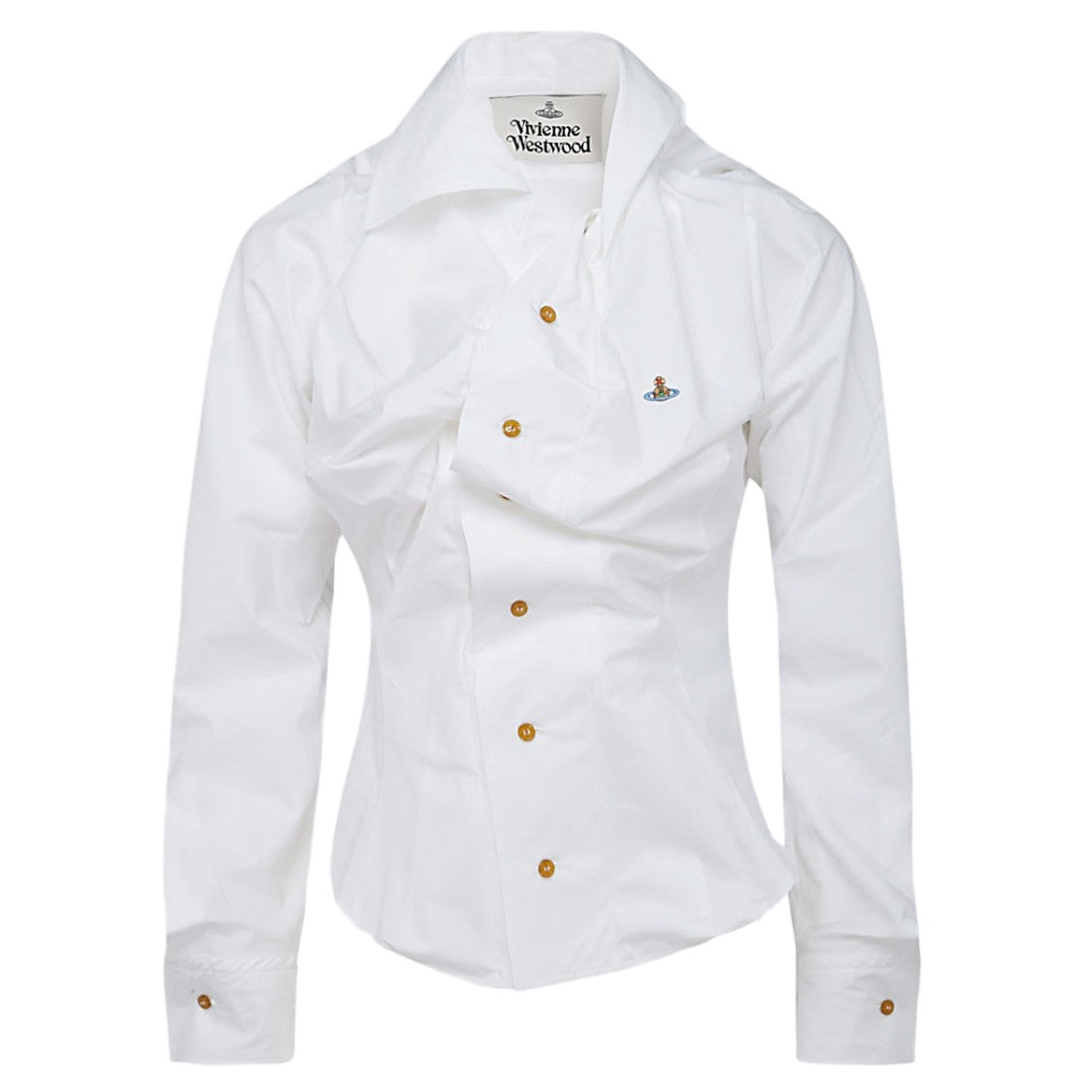 Vivienne Westwood Asymmetrical Button Closure White Shirt With Tailored Fit