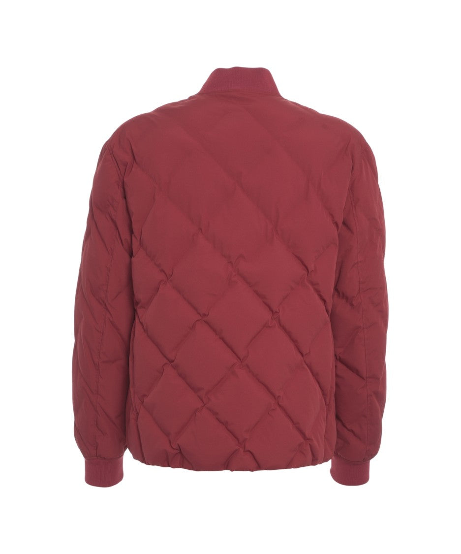 Alpha Tauri Quilted Bomber Jacket With Ribbed Finishes And Full-Zip Closure