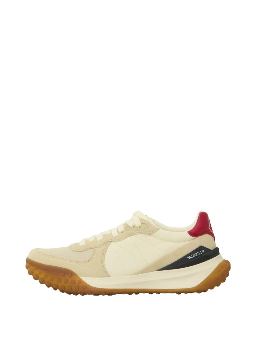 Moncler Cream Upper Low-Top Sneakers With Red Heel Tab