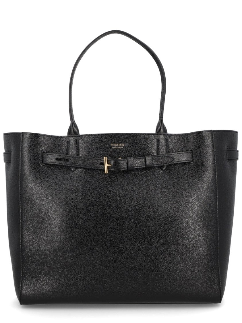 Tom Ford Textured Leather Tote Bag With Decorative Belt Detail
