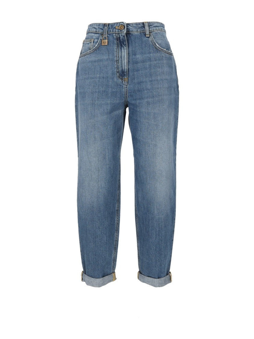 Elisabetta Franchi Relaxed Fit Denim Jeans With Tapered Leg