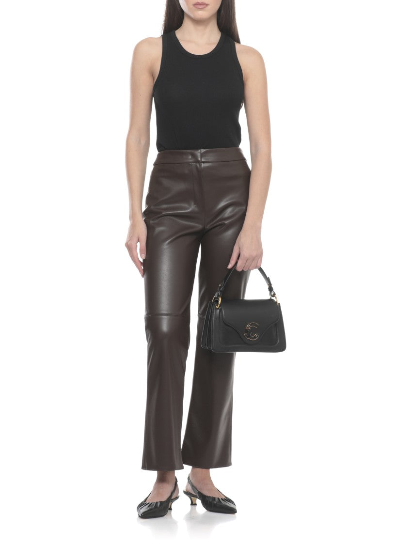 Coccinelle Structured Black Leather C-Me Small Bag With Flap Closure