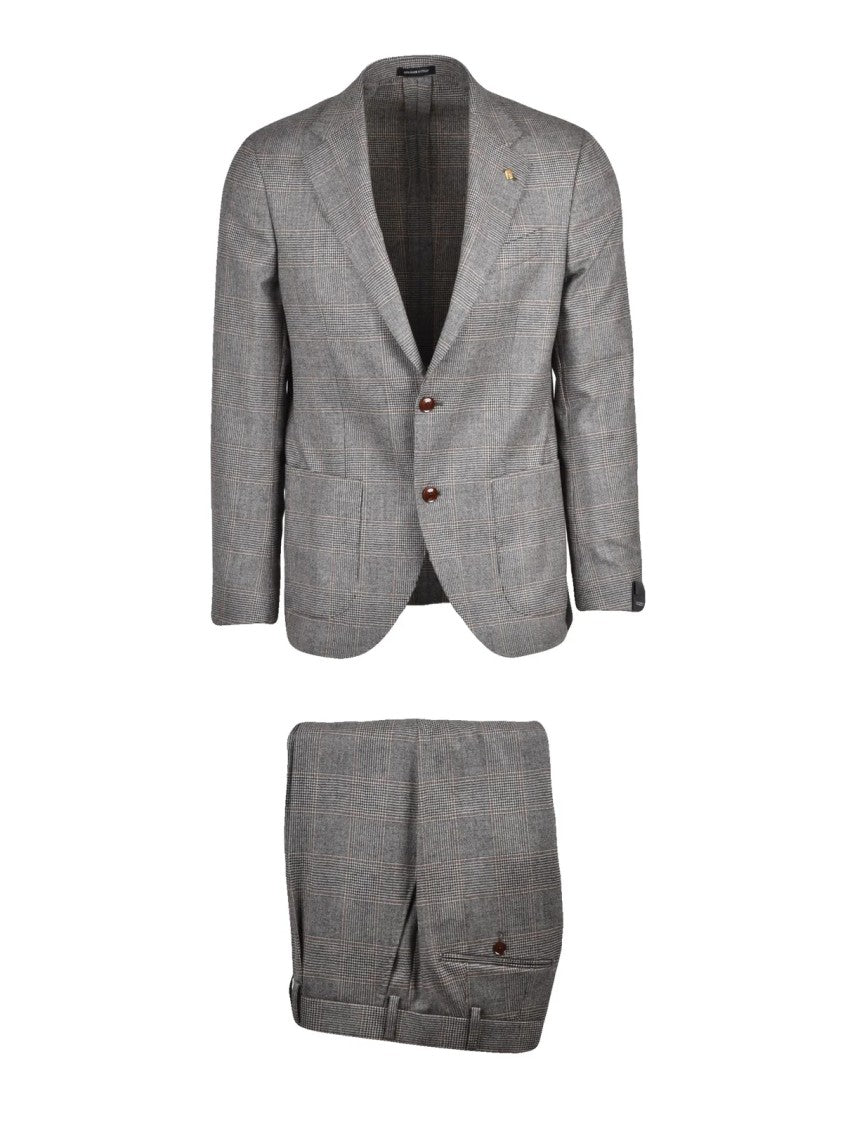 Sartoria Latorre Brown Wool Checked Suit