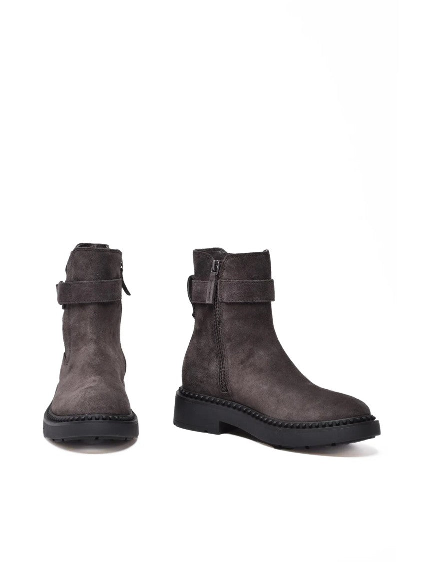 Ash Brown Leather Zip Ankle Boots