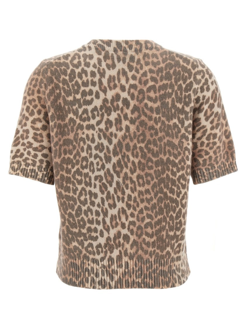 Ganni Leopard Wool Mix' T-Shirt