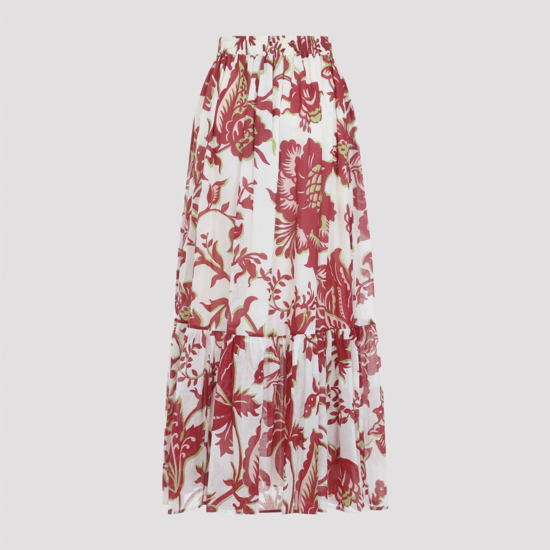 Etro White Cotton Flounce Hem Maxi Skirt