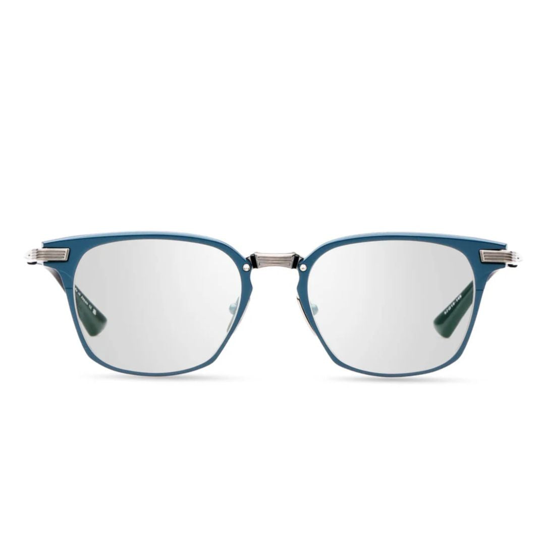 Dita Linrcon Rectangular Frame Eyeglasses With Ribbed Silver Temples