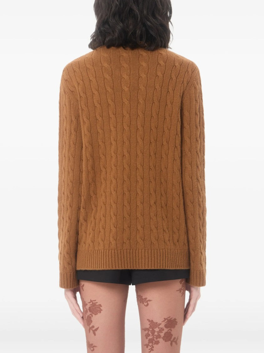 Valentino Cable-Knit Cashmere Crewneck Sweater