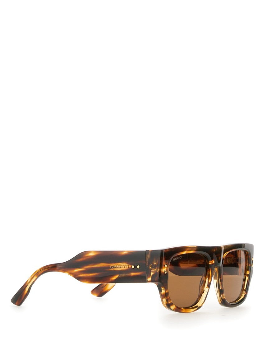 Gucci Square Framed Brown Acetate Sunglasses