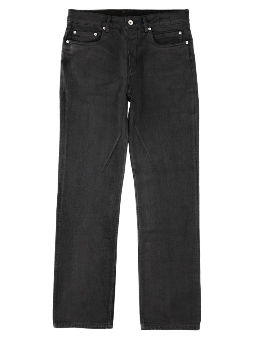 Drkshdw By Rick Owens Fog Cut Straight-Leg Rivet Detail Cotton Jeans
