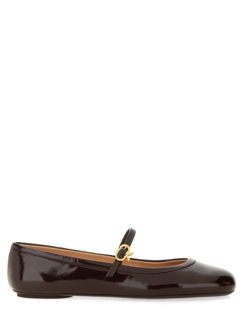 Gianvito Rossi "Carla" Dancer Brown Ballet Flats