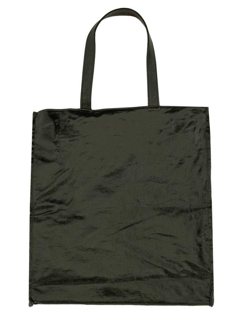 Uma Wang Black Tote With Crinkled Texture And Spacious Interior