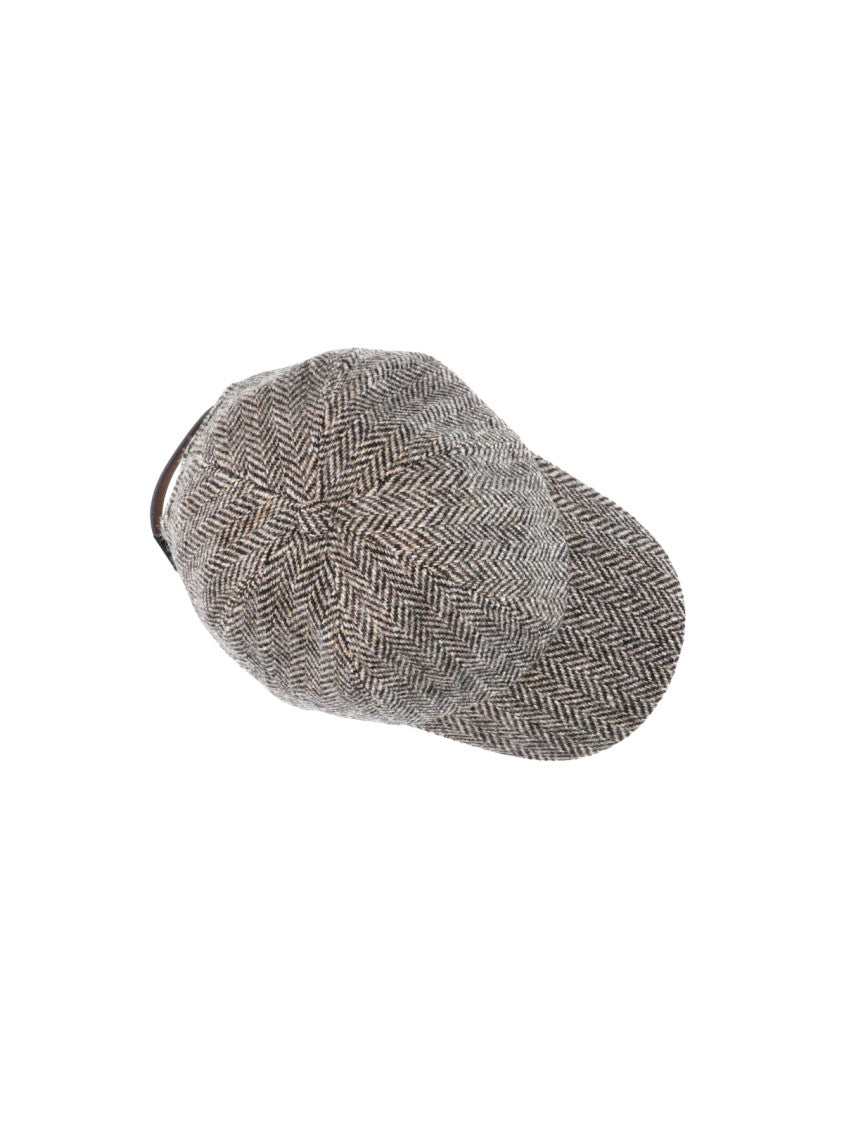 Paul Smith Brown Herringbone Wool Baseball Cap