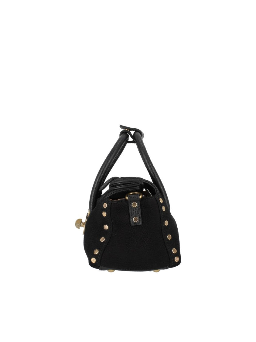 Zanellato Srl Black Dotta Jones Nubuck Leather Handbag