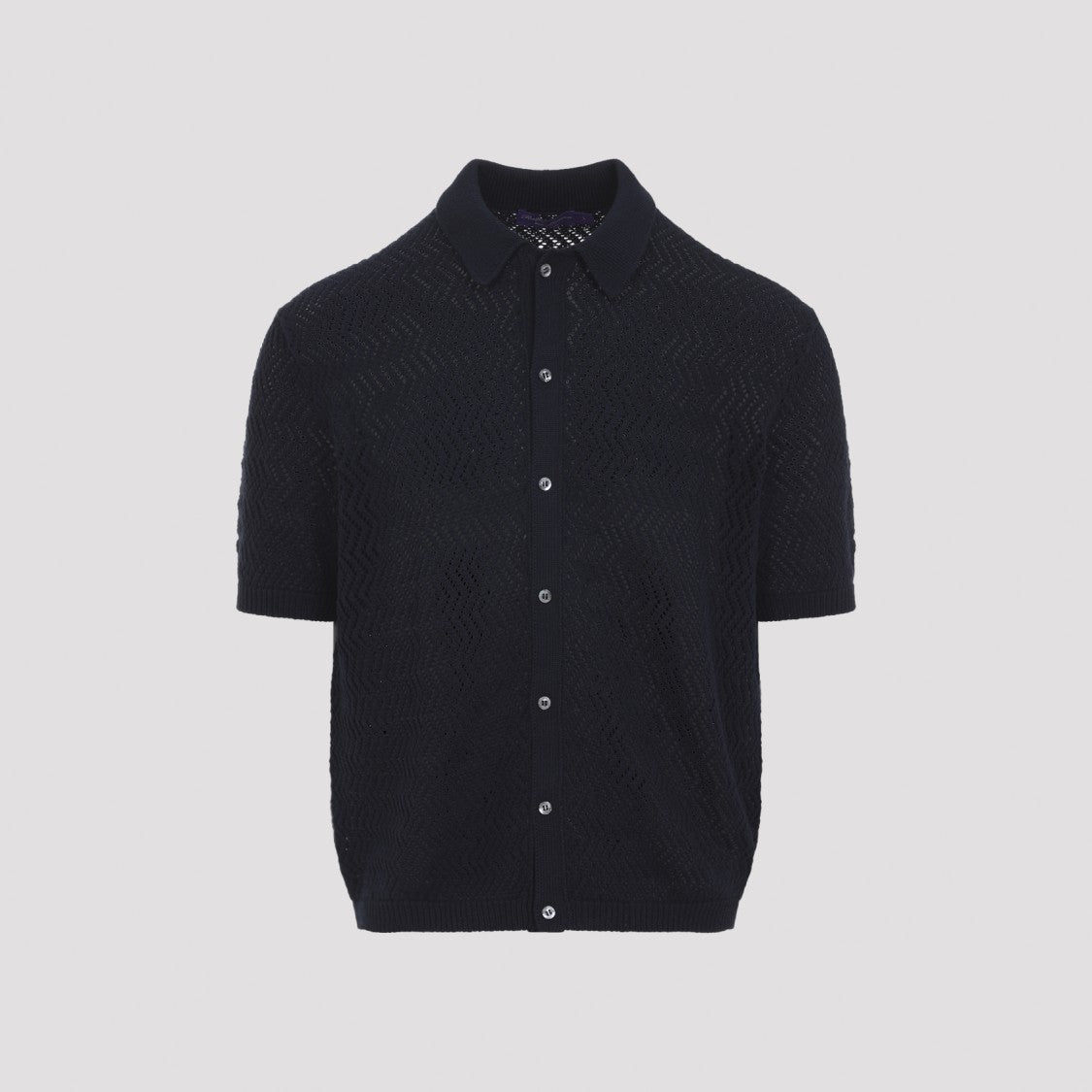 Ralph Lauren X Purple Label Classic Charmain Navy Blue Short Sleeves Polo Cardigan