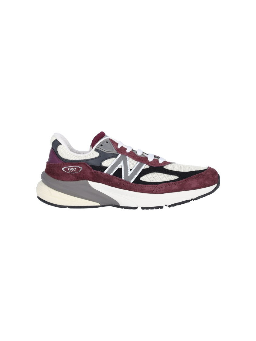 New Balance Bordeaux Suede And Mesh Sneakers With Iconic Logo