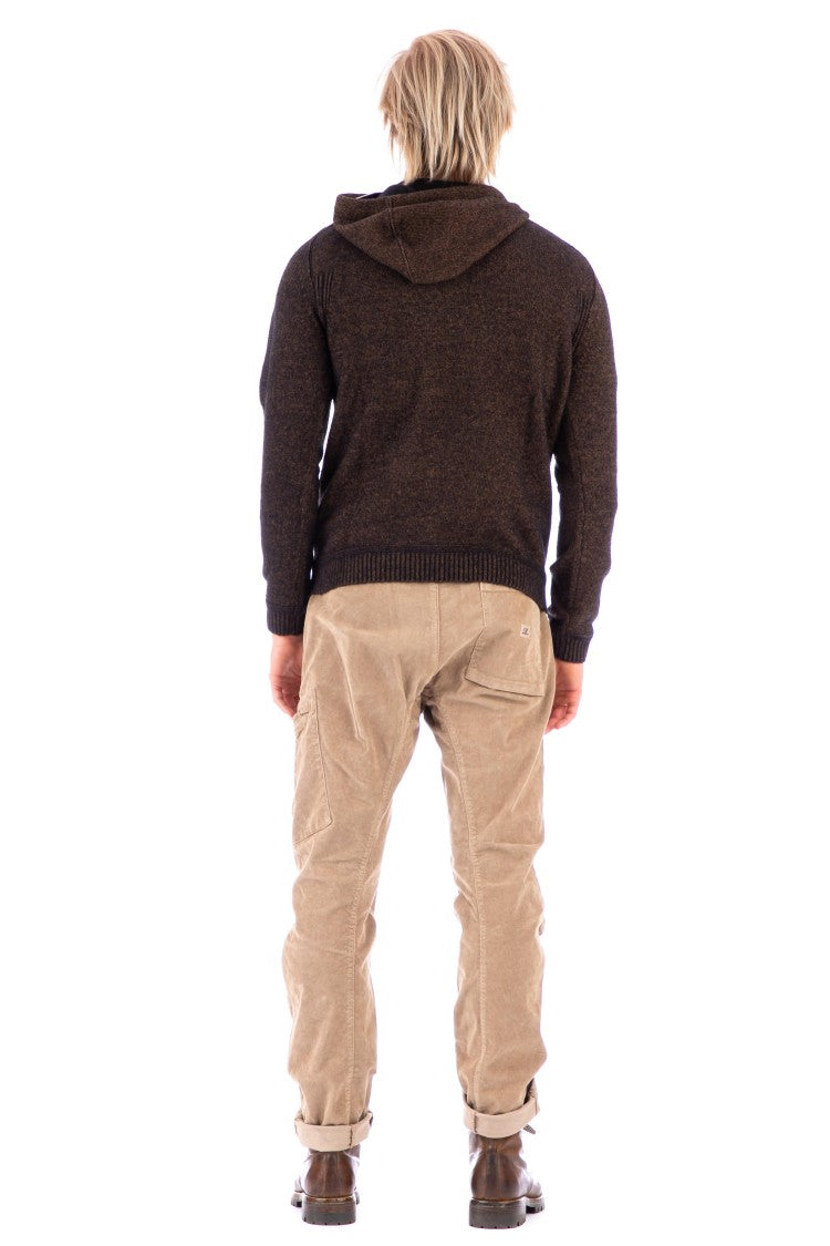 C.P. Company Textured Knit Pullover Hoodie With Logo Patch