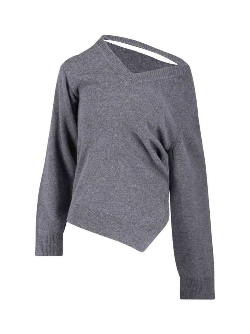 Róhe Asymmetrical Grey Wool And Cashmere Sweater