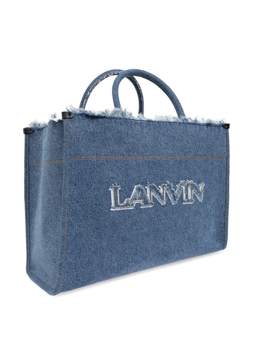 Lanvin Indigo Blue Washed Denim Tote Bag