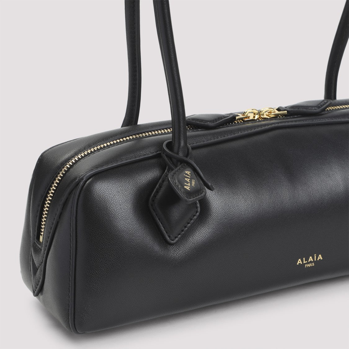 Alaïa Rectangular Black Lamb Leather Shoulder Bag With Gold Hardware
