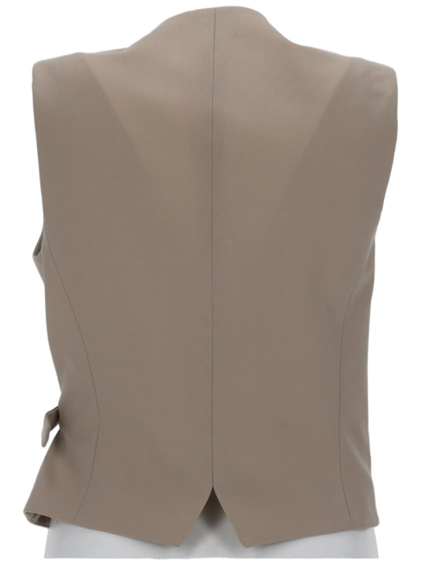 Pt Torino Angela Wrap Vest Buckle Accent Virgin Wool Blazer