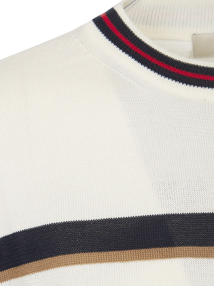 Herno Short-Sleeved Knit Top With Horizontal Stripes