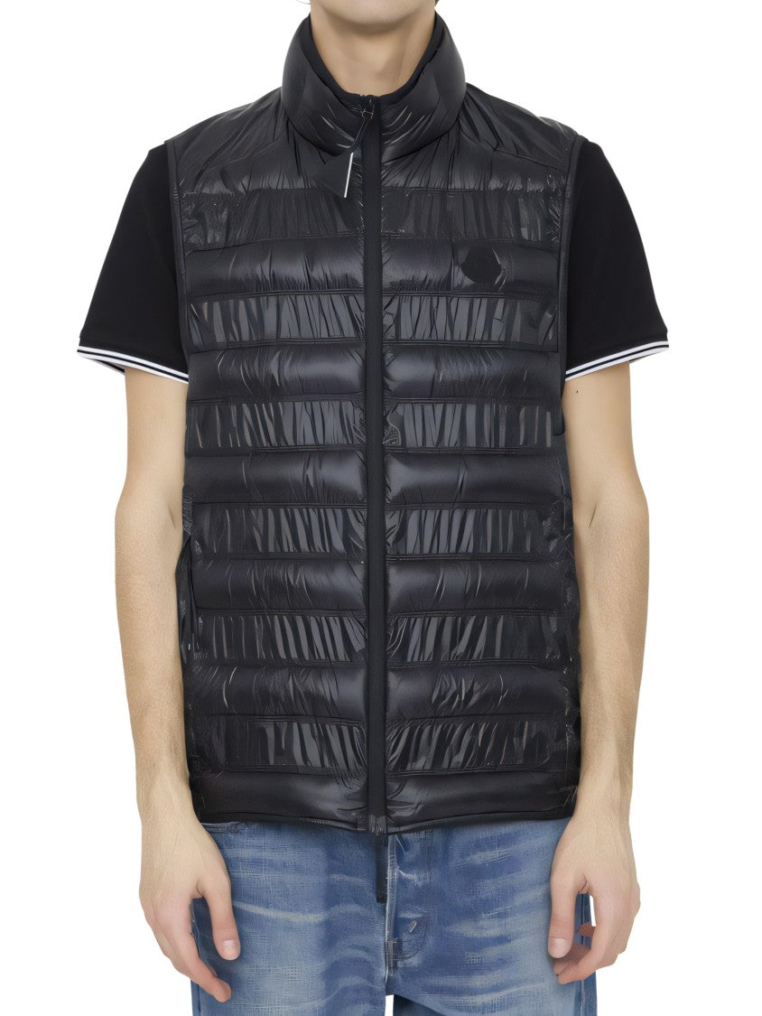 Moncler Quilted Black Vest With High Collar