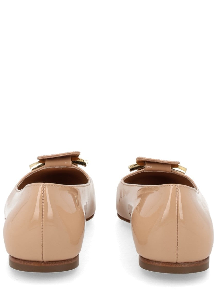 Ferragamo Gancini Calf Leather Glossy Flats