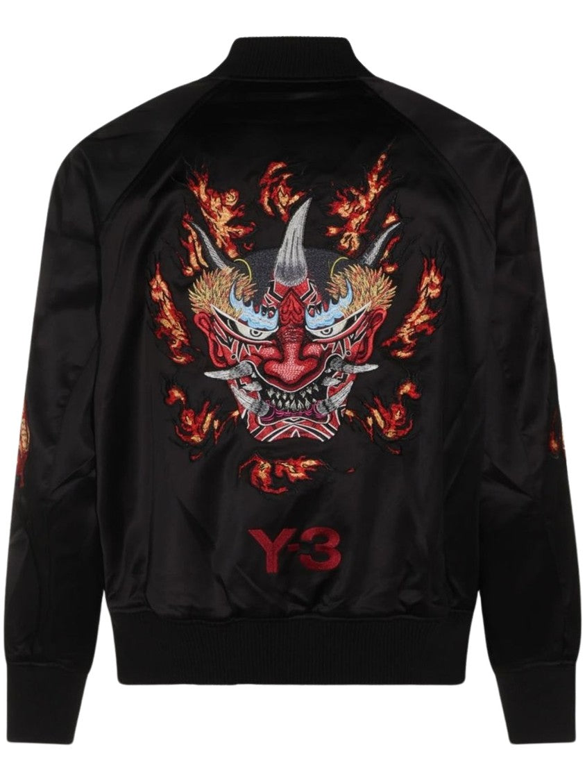 Y-3 Gfx Souv Black Flame Embroidered Satin Jacket